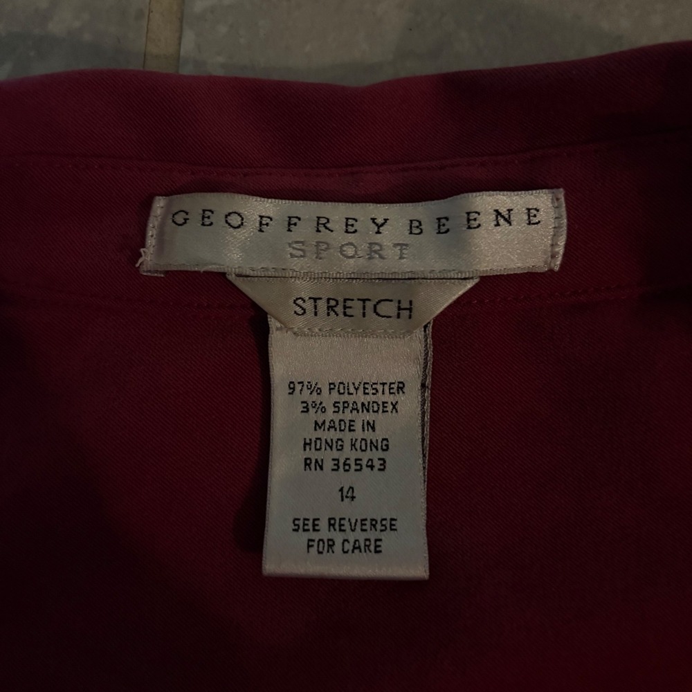 Geoffrey‎ Beene Sport Burgundy Pink Faux Suede Long Sleeve Blouse (Women's 14) - Picture 7 of 7